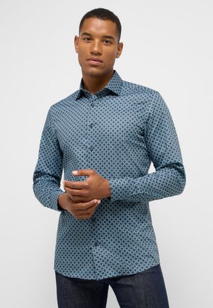 Eterna Langarmhemd ETERNA SLIM FIT, Herren, Gr. 44, Normalgr&ouml;ssen, blau (petrol), Twill, 100% Baumwolle, schmal, Manschette, Hemden Langarmhemd, NON IRON (b&uuml;