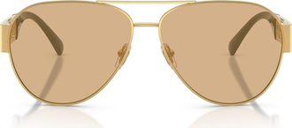 Versace 61mm Pilot Sunglasses in Gold /Yellow Mirror Silver at Nordstrom