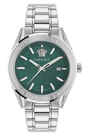 Versace V-Code Bracelet Watch, 42mm in Stainless Steel at Nordstrom