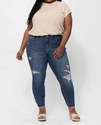 Judy Blue Spice It Up Vintage Cut Off Relaxed Jeans In Dark Wash