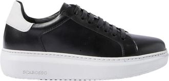 Scarosso Zwarte leren sneakers - Dames - Sneakers - Zwart - 37 1/2 EU - Leer - Schoenen