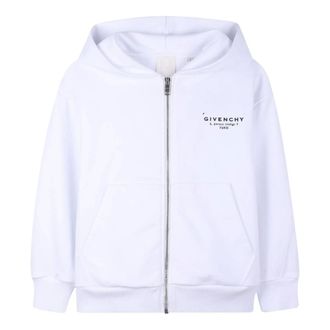 Givenchy Stamp Printed Zipped Sweatshirt - male - Givenchy - Kids Sweatshirts - White - 12 Y - Kids