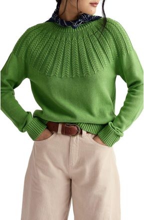 Seasalt Cornwall Stone Chat Organic Cotton Sweater in Knit Melange Clover Leaf at Nordstrom, Size 12 Us