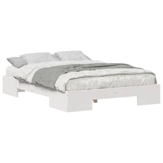 Berkfield Home Durable Floor Bed Frame with Storage White 120 x 190 cm Solid pin