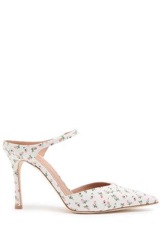 Malone Souliers Uma 90 Floral-print Canvas Mules - White - 39 (IT39 / UK6)