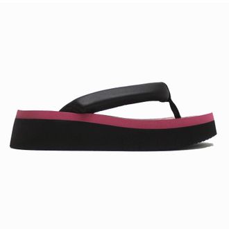 FLY London COLY287FLY Leather Womens Toe Post Sandals - Black Pink - Size:UK 7