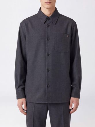 Valentino Garavani Giacca camicia in misto lana con tasche a toppa e logo VLogo