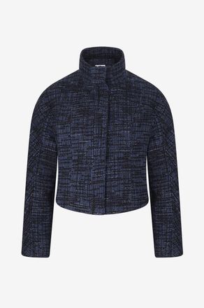 Akris Schmale Jacke aus Denim-Tweed mit Stehkragen