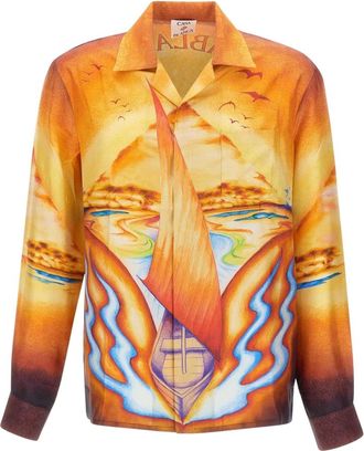 Casablanca Camisa casual con estampado art&iacute;stico y degradado Sunset - Shirts - Hombre - Naranja - S