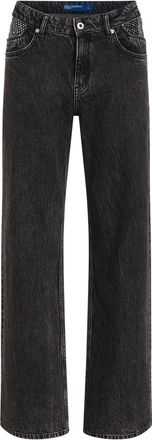 Karl Lagerfeld chain-panel straight-leg jeans - women - Organic Cotton - 32/30 - Grey