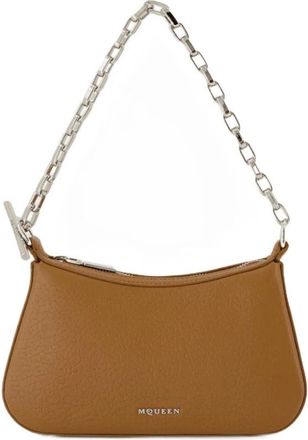 Alexander McQueen Bruin Leren T-Bar Mini Tas - Dames - Schoudertassen - Bruin - ONE Size - Leer - Tassen