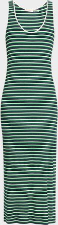 Ramy Brook Everest Stripe Scoop-Neck Midi Dress