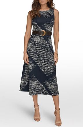 DKNY Belted Midi Dress in Nghtfall/Cream at Nordstrom, Size 14