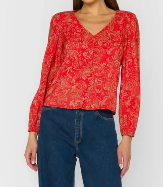 Velvet Heart Lakota Long Sleeves Top In Red Hot Paisley