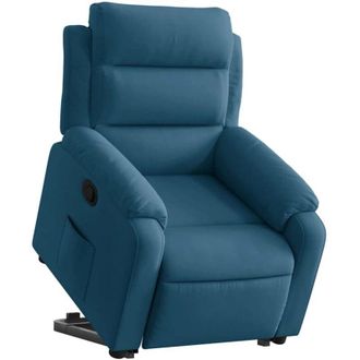 vidaXL Poltrona Alzapersona Reclinabile Blu in Velluto - Vidaxl