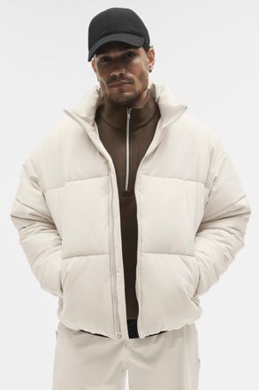 Alo | Stretch Woven Street Puffer Jacket in Bone, Size: 2XL
