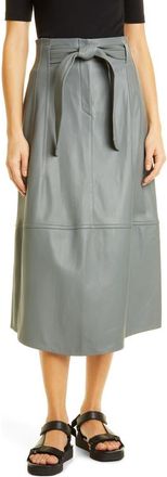 Vince Topstitch Belted Leather Skirt in Sea Stone at Nordstrom Rack, Size 14