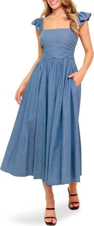 Flying Tomato Cap Sleeve Chambray Midi Dress in Indigo at Nordstrom Rack, Size X-Small