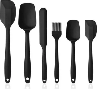 OEM Juego De Utensilios De Cocina De Silicona De 6 Piezas (incluye Brocha, Antiadherente Y Resistente Al Calor, Apto Para Cocinar Y Hornear, Negro