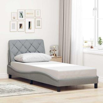 vidaXL Estructura De Cama Sin Colch&oacute;n Tela Gris Claro 90x200 Cm Vidaxl