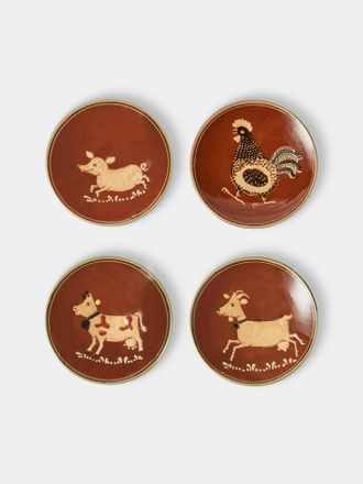 Poterie d'&Eacute;vires Animals Hand-Painted Ceramic Plates - 5.5in/14cm (Set of 4)