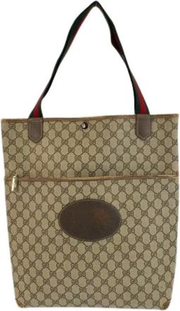 Gucci Pre-owned Tote Bags, female, Beige, Size: ONE SIZE Pre-owned GG Supreme Canvas Tote Bag