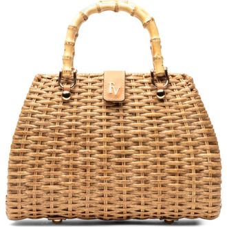 Frances Valentine Rooster Woven Wicker Top Handle Bag in Toast at Nordstrom