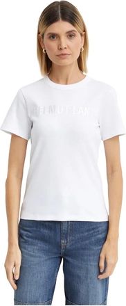 Helmut Lang Slim Logo Tee - Dames - T-shirts - Wit - S - Katoen - Tops