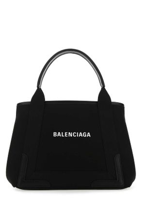 Balenciaga Black Canvas Small Cabas Navy Handbag