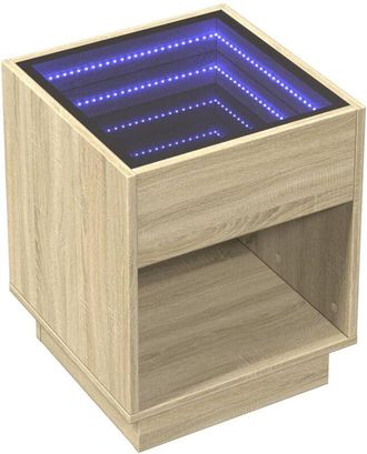 vidaXL Bedside Table with Infinity led Sonoma Oak 40x40x50 cm Vidaxl