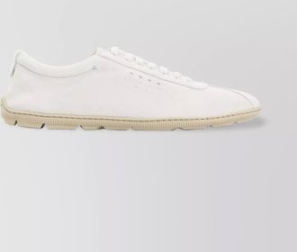 Giorgio Armani beige rubber sole goat leather sneakers