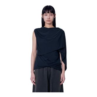 Entire studios Top con drapeado lateral de licra - Blouses & Shirts - Mujer - Negro - XS