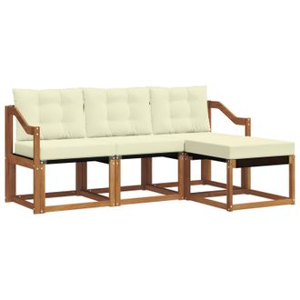 vidaXL Conjunto De Sof&aacute;s De Exterior Con Coj&iacute;n 4 Pcs Natural Y Crema Vidaxl