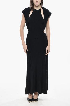 Chlo&eacute; Vestito in Lana a Costine con Cut-out Chloe