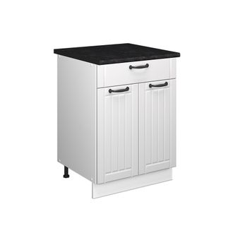 Vicco Mueble Bajo Para Fregadero/placa Fame-line, Blanco Casa De Campo/blanco, 60 Cm Con Caj&oacute;n, Et Antracita, Vicco