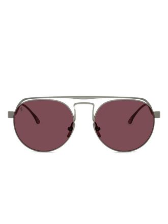 Ferrari round-frame double-bridge sunglasses - unisex - Titanium - 55 - Grey