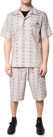 Dolce & Gabbana Beige Floral Print Cotton Men Pajama Set Mens Sleepwear