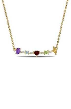 Delmar Semiprecious Stone & Lab-Grown White Sapphire Bar Pendant Necklace in Red Multi at Nordstrom Rack
