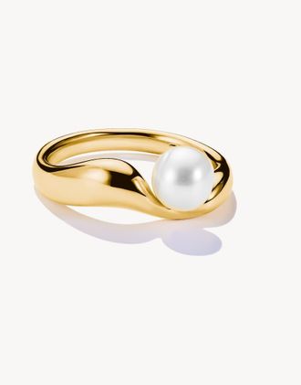 Thomas Sabo Natural Beauty - Anello placcato oro con perle dacqua dolce tonalit&agrave; oro giallo e bianco