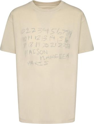 Maison Margiela Numeriek Katoenen T-shirt - Dames - T-shirts - Wit - M - Katoen - Tops