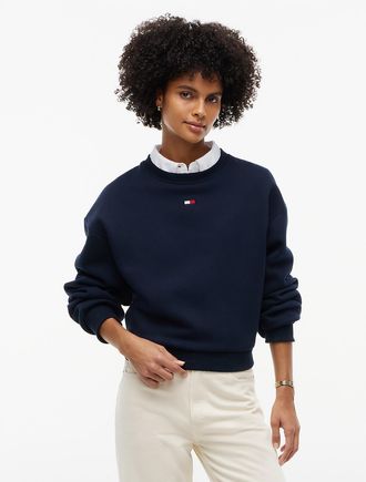 Tommy Hilfiger Womens Boxy Fit Brushed-Back Sweatshirt - Navy Blue - XXL