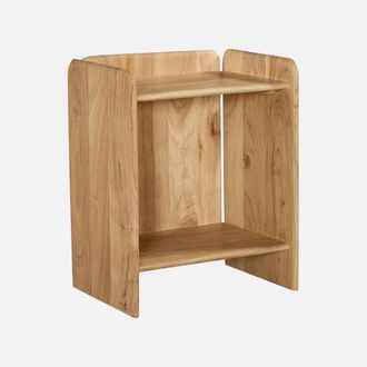 Sweeek Mesita De Noche Ex&oacute;tica De Madera De Acacia 2 Niveles