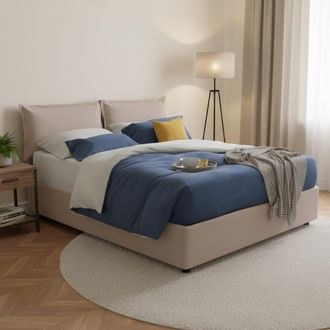 Dmora Dmora - Cama Matrimonial Dgelai, Cama Contenedor Con Tapizado En Ecopiel, 100% Made In Italy, Apertura Frontal, Adecuado Para Colch&oacute;n Cm 160x200, T&oacute;rt