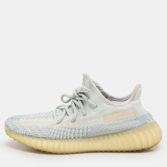 adidas Blue Knit Fabric Boost 350 V2 Cloud White Low Top Sneakers Size 38 2/3