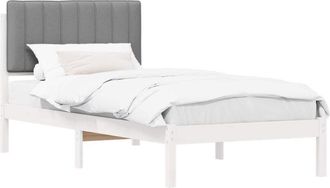 vidaXL Estructura De Cama Con Cabecera Tapizada Gris Claro 90 X 190 Cm Vidaxl