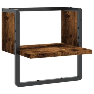 Berkfield Home Wall Shelf with Bar Smoked Oak 30x25x30 cm in Brown | Size: 30 x 25 x 30 cm