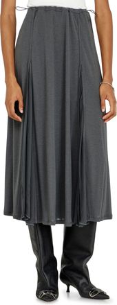 Diesel Midi skirt in ribbed jersey and chiffon - Skirts - Woman - Grey