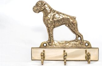 OEM Boxer, Boxer I - Colgador De Llaves Con Perro, Soporte De Lat&oacute;n Para Accesorios De Perros, Elegante Decoraci&oacute;n Para El Pasillo De Art-dog