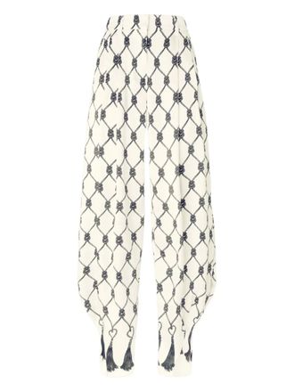 Genny knot-pattern trousers - women - Silk - 38 - White