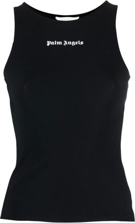 Palm Angels logo-print tank top - women - Polyester - S - Black